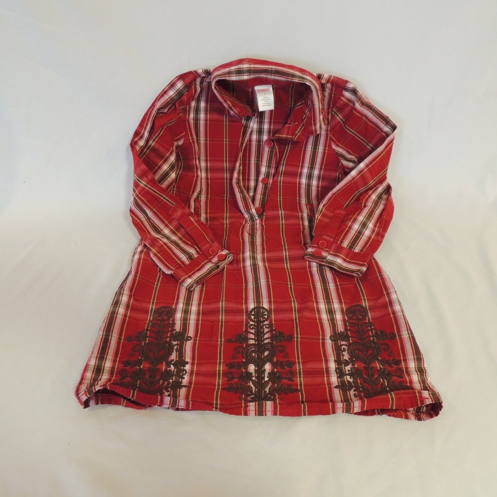 Gymboree Girls size 5 dress Red Plaid Embroidered